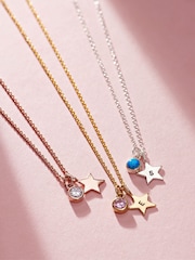 Posh Totty Designs Gold Tone Birthstone & Initial Star Charm Necklace - Image 2 of 4