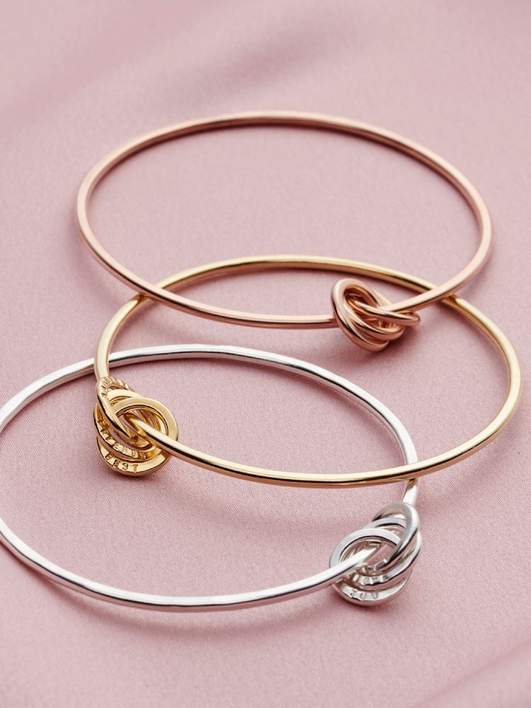 Posh Totty Designs Silver Tone Personalised Russian Ring Charm Bangle - Image 2 of 3
