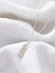 Posh Totty Designs Silver Tone Personalised Peapod Charm Necklace - Image 1 of 3