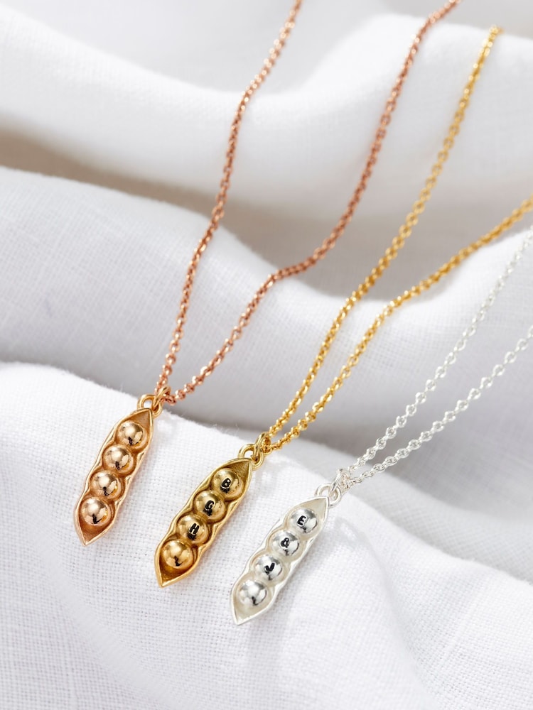 Posh Totty Designs Silver Tone Personalised Peapod Charm Necklace - Image 2 of 3