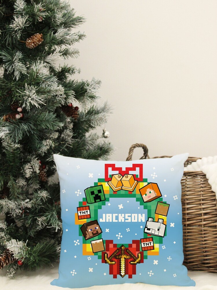 Personalised Minecraft Christmas Reversible Cushion by Character World - Image 1 of 5