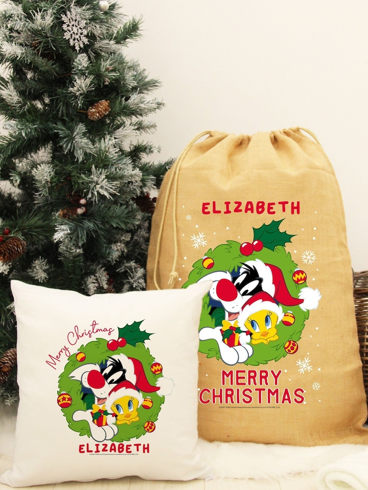 Personalised Looney Tunes Christmas Cushion by Character World - Image 2 of 4