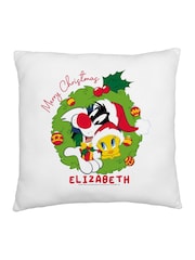 Personalised Looney Tunes Christmas Cushion by Character World - Image 4 of 4