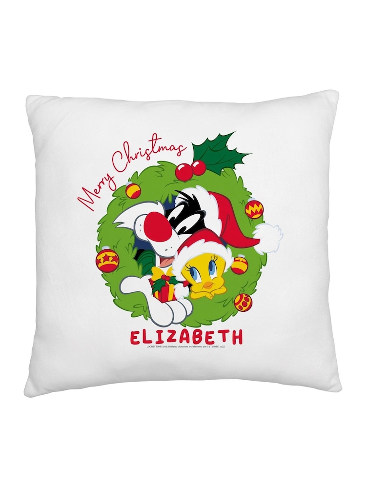 Personalised Looney Tunes Christmas Cushion by Character World - Image 4 of 4