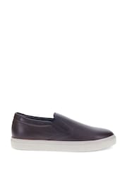 Temno rjava - Jones Bootmaker Ryden Leather Slip-On Trainers - Slika 1 iz 5