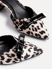 Linzi Leopard Orla Low Block Heeled Courts With Bow Detail - Image 4 of 5