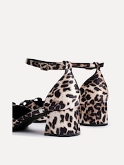 Linzi Leopard Orla Low Block Heeled Courts With Bow Detail - Image 5 of 5