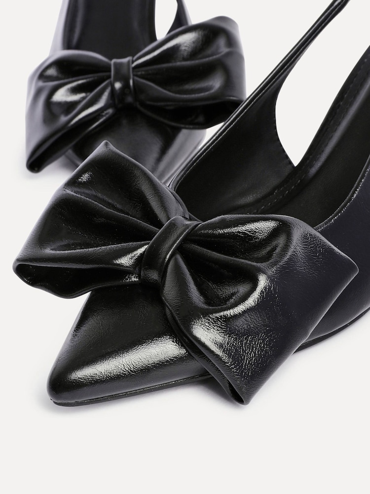 Linzi Black Merlot Slingback Court Heels With Bow Detail - Image 5 of 5