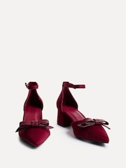 Linzi Red Orla Low Block Heeled Courts With Bow Detail - Image 3 of 5