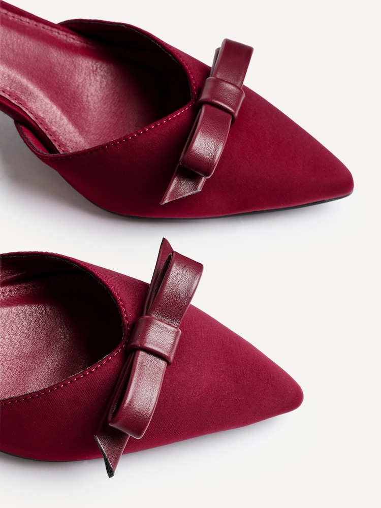 Linzi Red Orla Low Block Heeled Courts With Bow Detail - Image 5 of 5