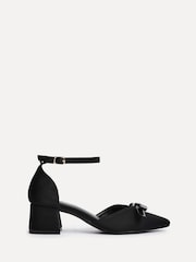 Linzi Black Orla Low Block Heeled Courts With Bow Detail - Image 2 of 5
