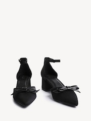 Linzi Black Orla Low Block Heeled Courts With Bow Detail - Image 3 of 5