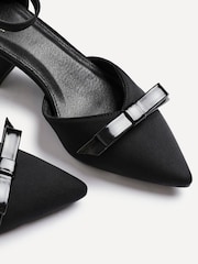 Linzi Black Orla Low Block Heeled Courts With Bow Detail - Image 5 of 5