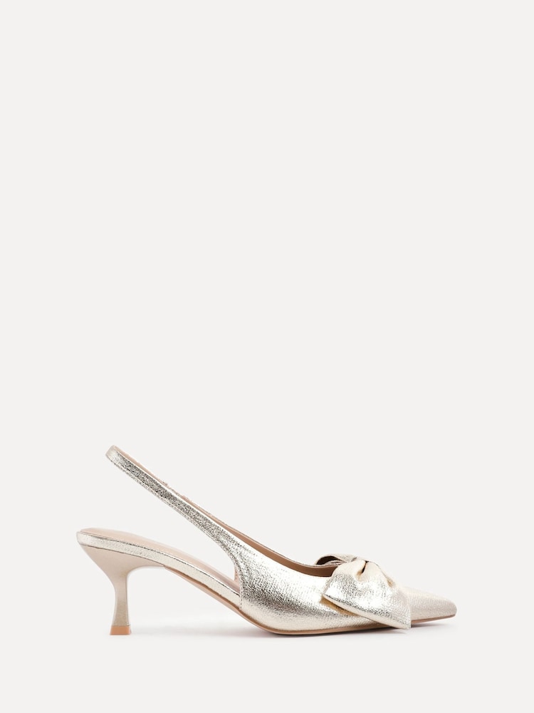 Linzi Gold Merlot Slingback Court Heels With Bow Detail - Image 2 of 5