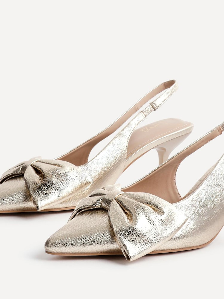 Linzi Gold Merlot Slingback Court Heels With Bow Detail - Image 5 of 5