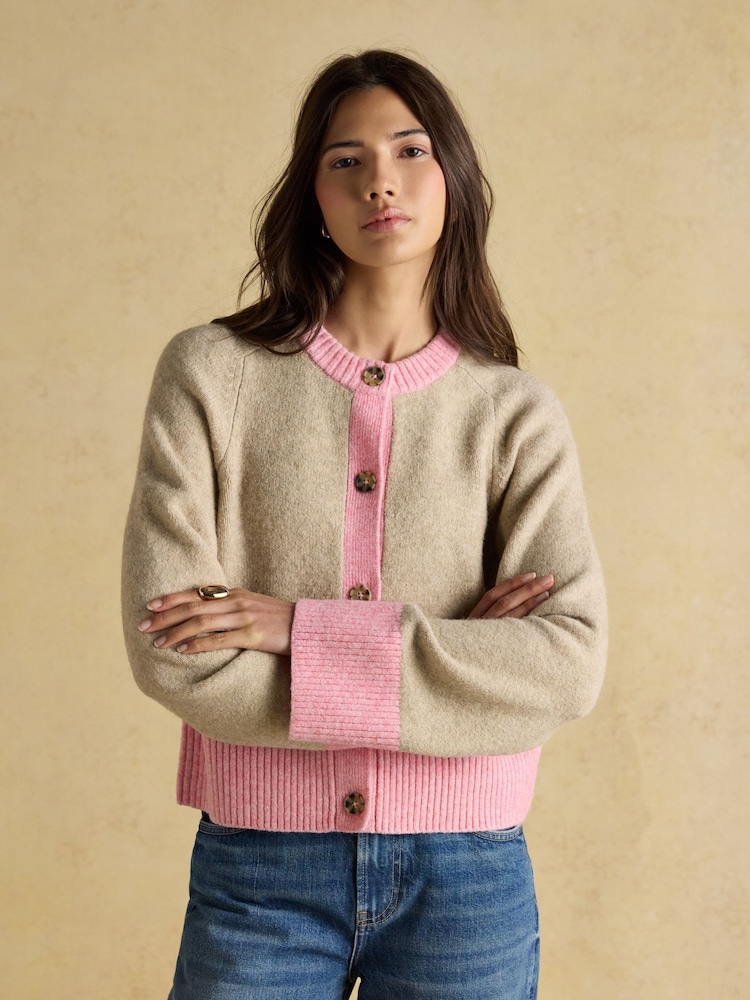 Aveia/Pink - Cardigan de malha Joules Nora - Imagem 1 de 9