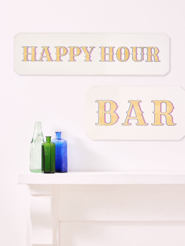 Oliver Bonas Clear Happy Hour Mirror Wall Art - Image 1 of 2