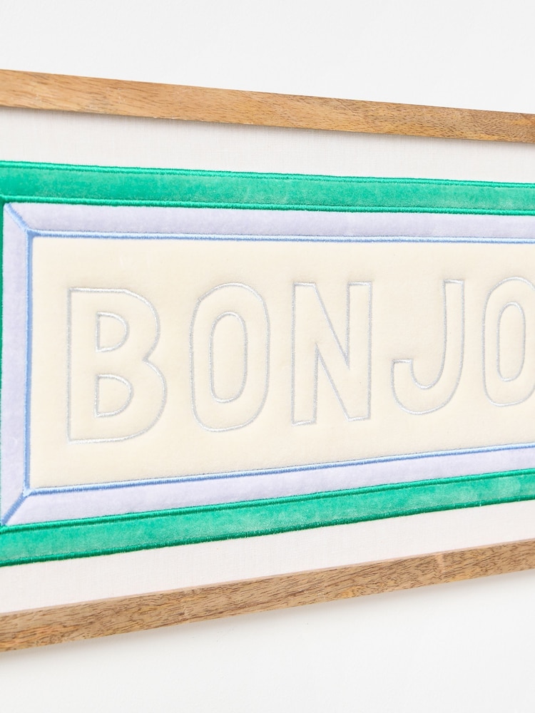 Oliver Bonas Cream Bonjour Fabric Framed Wall Art - Image 3 of 3