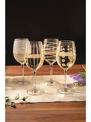 Mikasa Set of 4 Clear Etched Gold Crystal White Wine Glasses - Image 1 of 4
