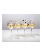 Mikasa Set of 4 Clear Etched Gold Crystal White Wine Glasses - Image 2 of 4