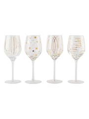 Mikasa Set of 4 Clear Etched Gold Crystal White Wine Glasses - Image 3 of 4