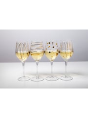 Mikasa Set of 4 Clear Etched Gold Crystal White Wine Glasses - Image 5 of 6