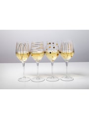 Mikasa Set of 4 Clear Etched Gold Crystal White Wine Glasses - Image 6 of 6