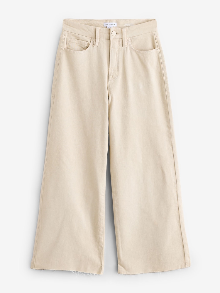 Good American White Waist Palazzo Crop Jeans - Image 1 of 3
