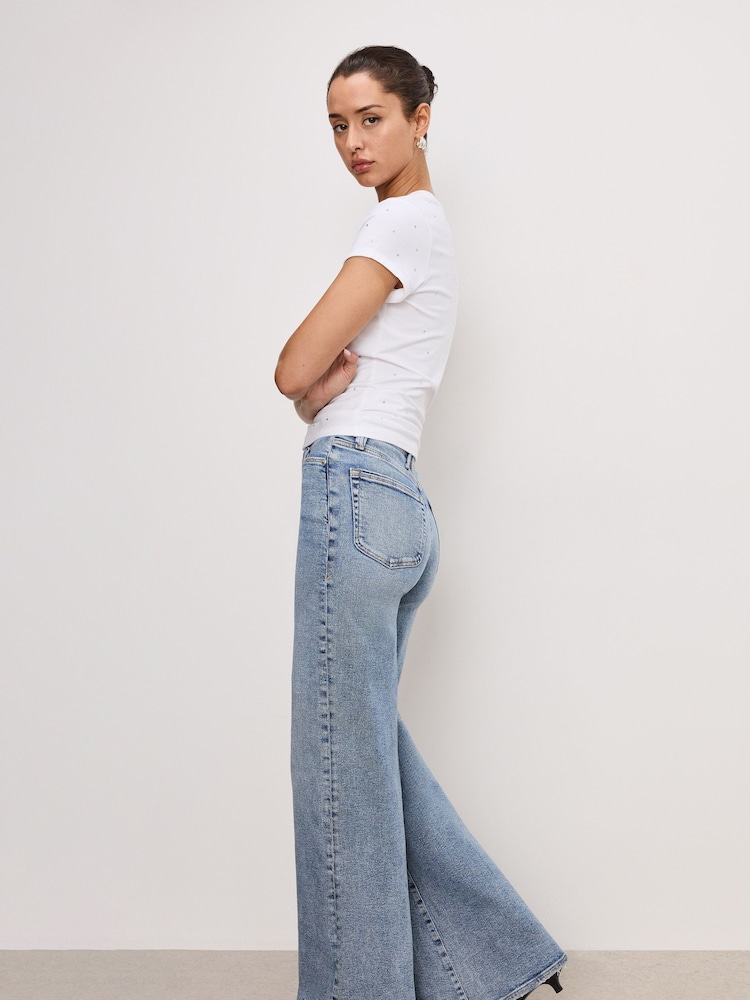 Good American Blue Waist Palazzo Jeans - Image 1 of 3