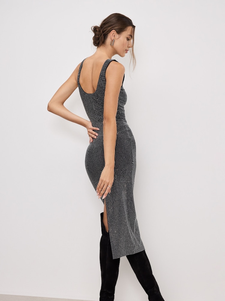 Good American Black Crystal High Neck Dress - Image 2 of 3