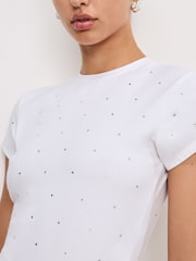 Good American White Baby Crystal 100% Cotton T-Shirt - Image 3 of 4