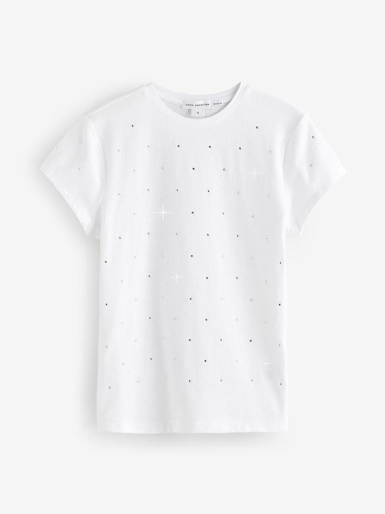 Good American White Baby Crystal 100% Cotton T-Shirt - Image 4 of 4