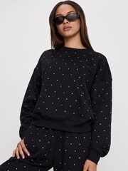 Good American Black Crystal Crewneck Sweatshirt - Image 1 of 3