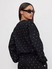 Good American Black Crystal Crewneck Sweatshirt - Image 2 of 3
