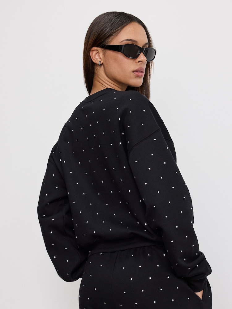 Good American Black Crystal Crewneck Sweatshirt - Image 2 of 3