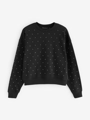 Good American Black Crystal Crewneck Sweatshirt - Image 3 of 3