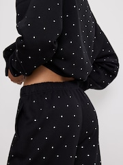Good American Black Crystal Wide Leg Sweatpants - Image 2 of 3