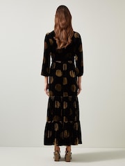 LK Bennett Black Lulu Giant Spot Print Velvet Dress - Image 2 of 3