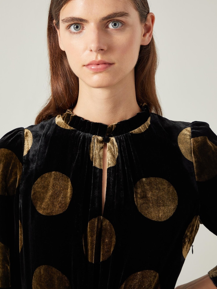 LK Bennett Lulu Giant Spot Print Velvet Dress - Imagen 3 de 3 LK Bennett Lulu Giant Spot Print Velvet Dress - Imagen 3 de 3