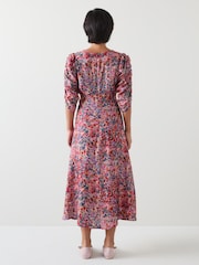 LK Bennett Pink Erin Petite Pink Multi Watercolour Floral Jacquard Dress - Image 2 of 4