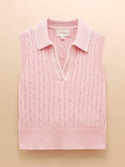 Joules Janey Pink Cotton Collared Cable Tank - Image 7 of 7
