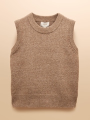 Joules Holly Tan Knitted Crew Neck Vest - Image 9 of 9