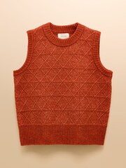 Joules Reid Rust Red Textured Knitted Vest - Image 7 of 7