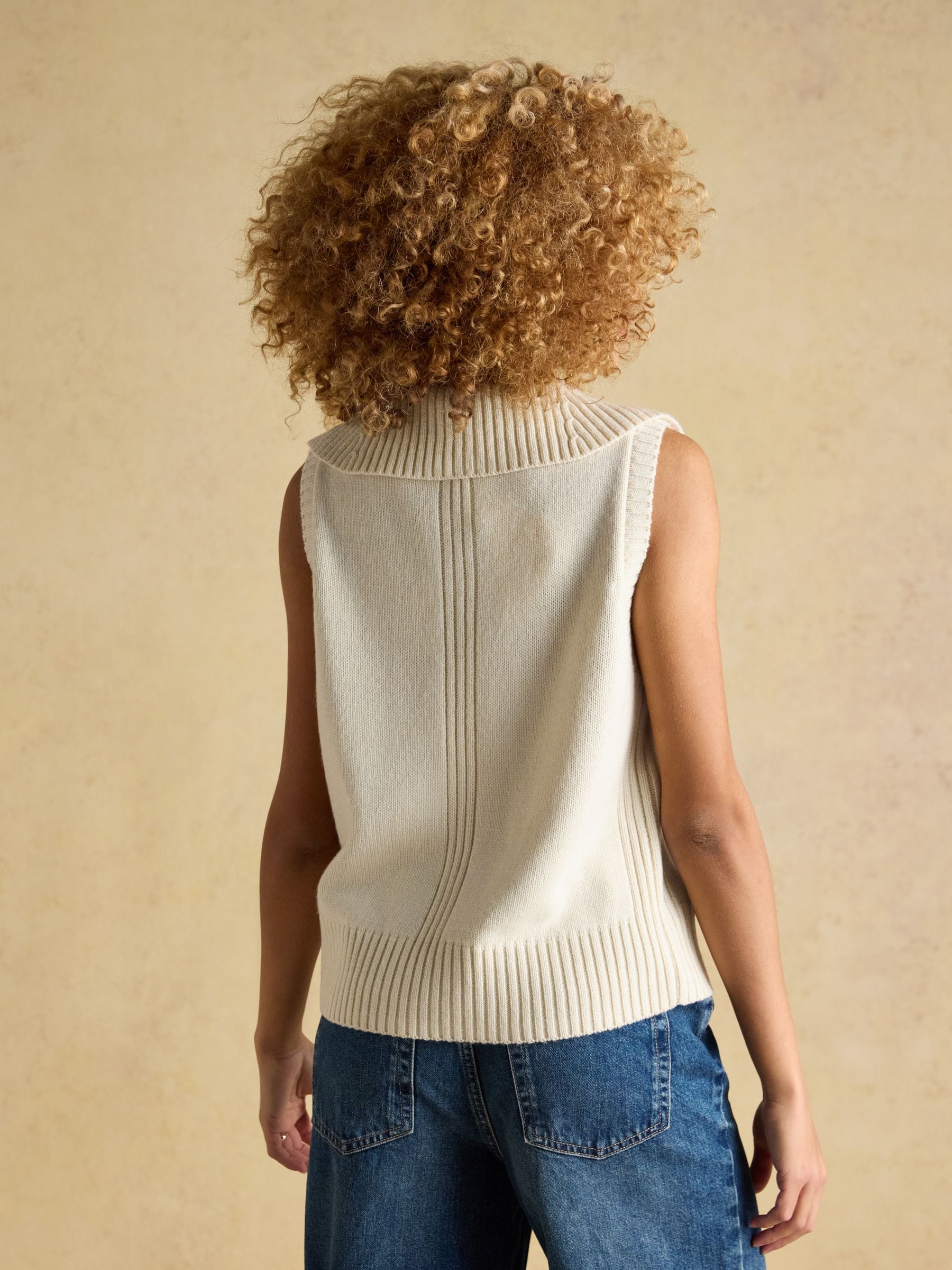 Buy Joules Nancy Cream Quarter Zip Collared Knitted Vest from Next