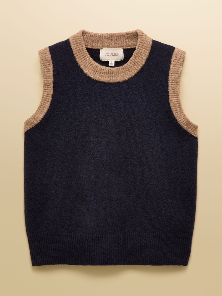 Joules Holly Navy/Camel Knitted Vest - Image 11 of 11