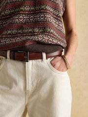 بني - Joules Islay V Neck Fairisle Cotton Rich Vest - صورة 7 من 9