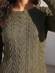 Roman Green Scallop Trim Cable Knit Jumper - Image 4 of 4