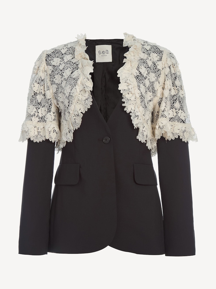 Sea New York Red Kristeen Lace Blazer - Image 10 of 10