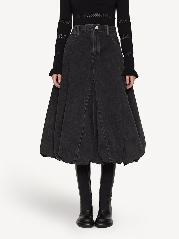 Sea New York Black Elle Denim Bubble Skirt - Image 2 of 7