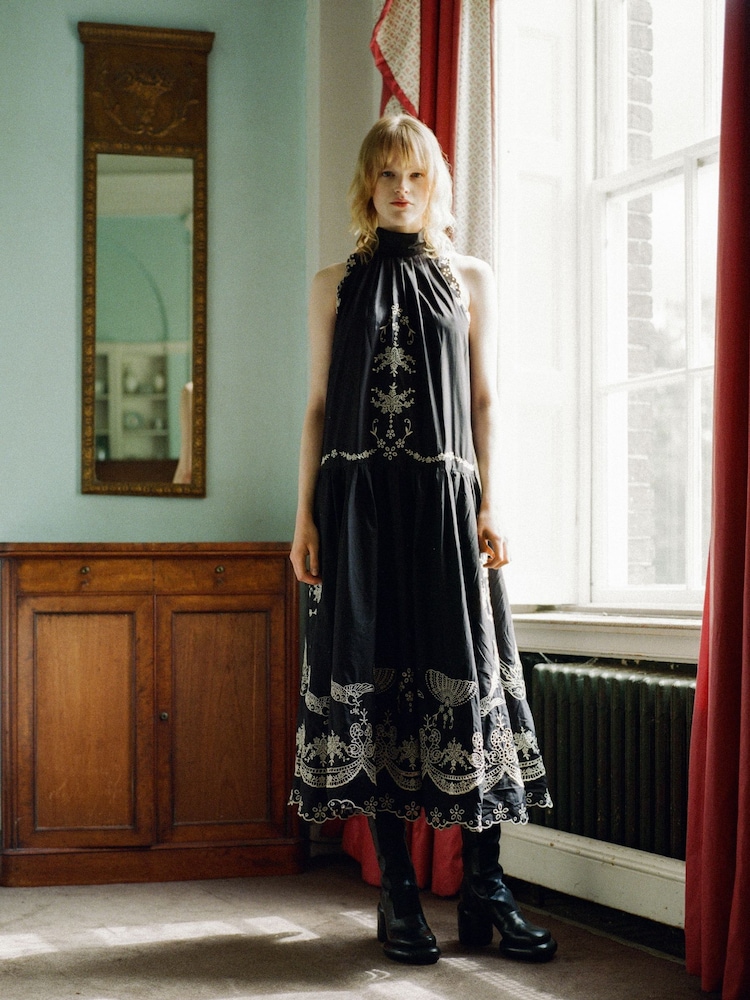 Sea New York Black Kingsley Embroidery Tank Dress | Seasons